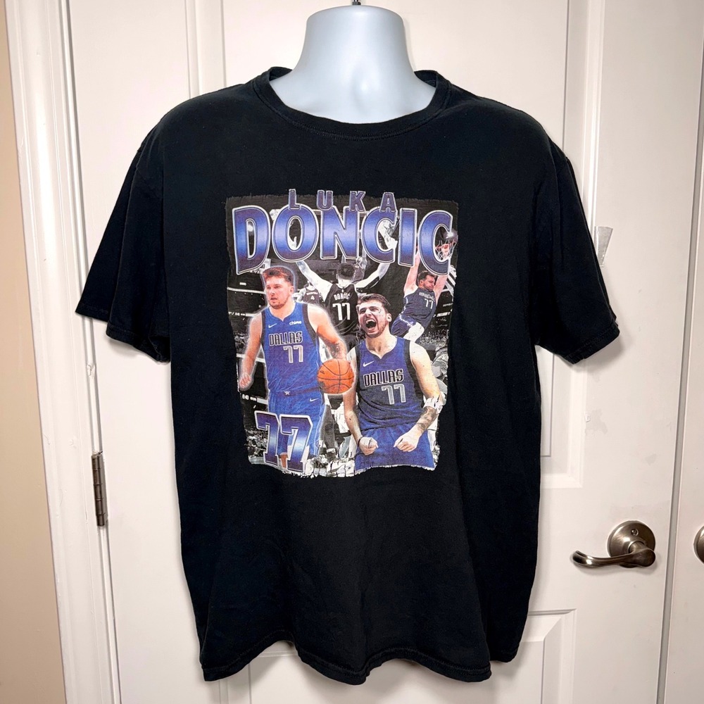 Fruit of the Loom Luka Doncic Dallas Mavericks Graphic Rap Tee Shirt Black L